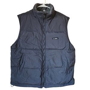 Gerry Down Puffer Vest Mens Size Large Reversible Black Gray Fleece Zip Up